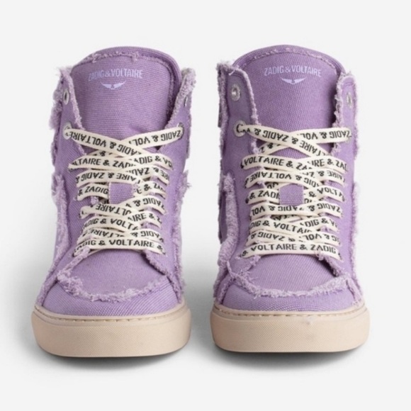 NIB Zadig & Voltaire High Flash Canvas 39 Boomerang Lavender Vintage-effect 8 - Picture 3 of 12